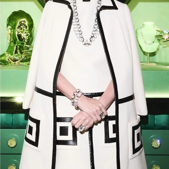 COPY - Set Coat and dress Urban Faux Leather Color Block Coat Color Block Dress - Picture 3 of 5